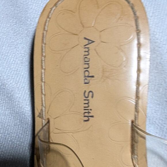 Vtg Y2K Amanda Smith Transparent Vinyl Sequin Flower Toe Post Thong Sandals 6.5 - Picture 3 of 4